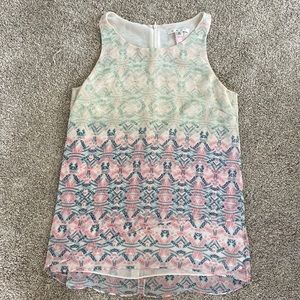 Cabi Heart of Cabi Mosaic Print Tiered Chiffon Sleeveless Blouse, Size Small